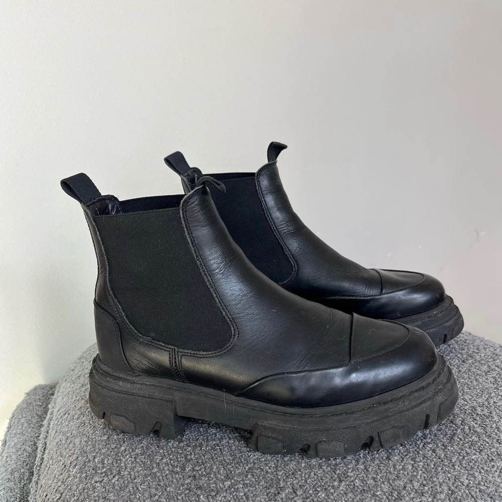 Worn Ganni Low Black Cleated Chelsea Boot